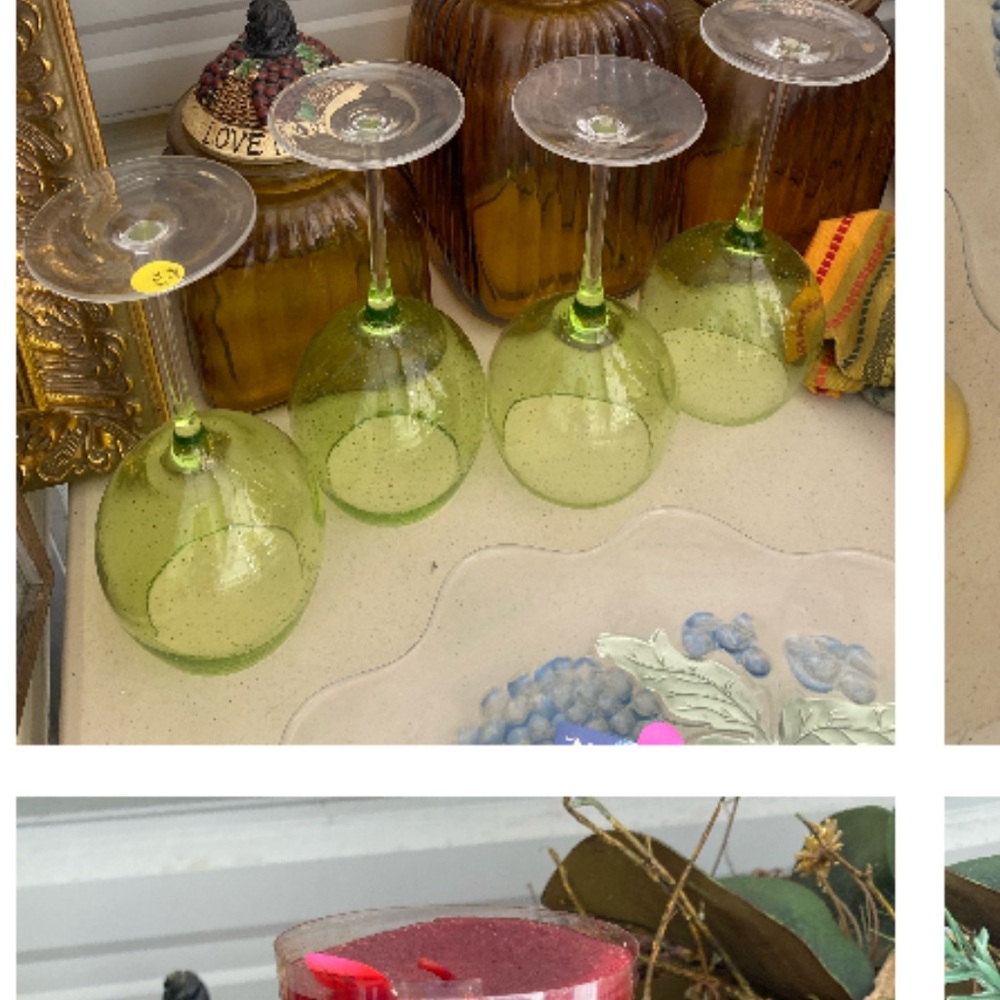 Set of Green Wine Glasses